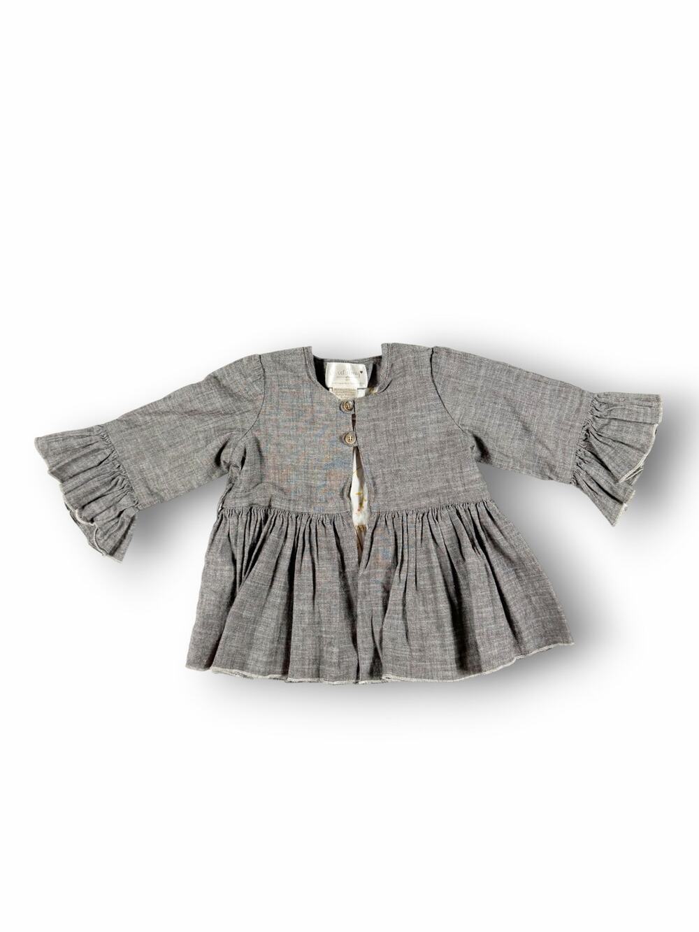 Sweet Honey Gray Ruffle Bell Sleeve Jacket Size 18 Months